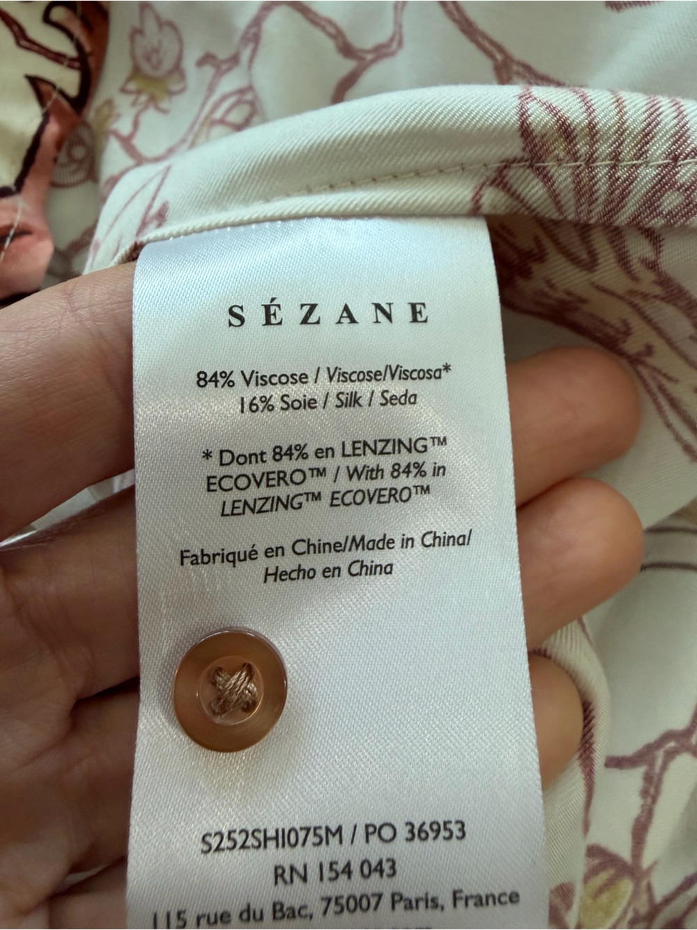 SEZANE X ANTOINETTE POISSON Annie Pink Birds Button Down Top Size 40 VGUC - Picture 6 of 6